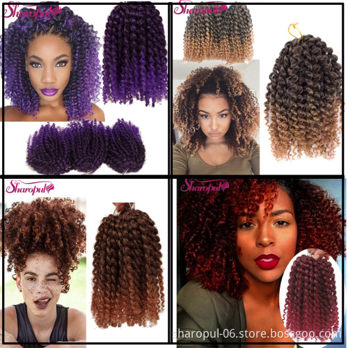 Bohemian Jerry Curl Hair 8Inch Mali Bob Crochet Braids Extensions Afro Kinky Braiding Hair